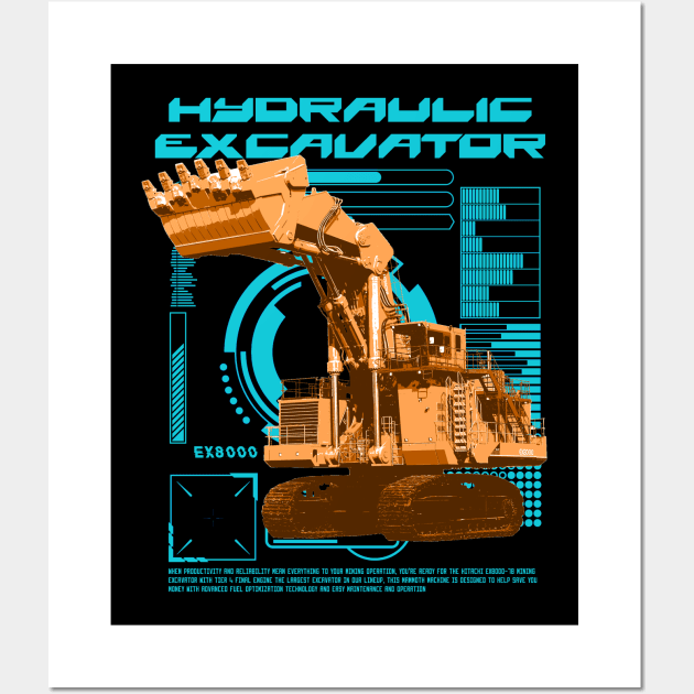 Hydraulic excavator Wall Art by plutominer